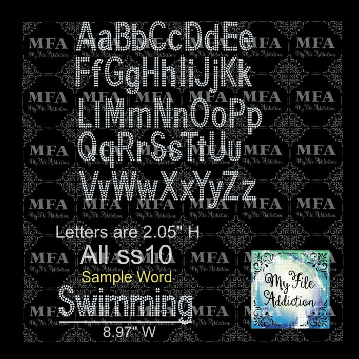2.05" Arial 2 Rows Upper & Lower Letters Rhinestone Digital Download File - My File Addiction