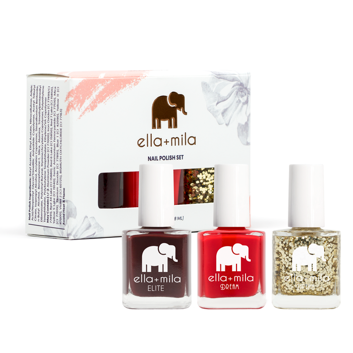 Holiday Kiss and Money 3-pack nail polish set with its gift box
