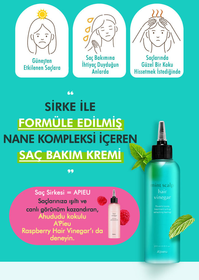 A'PIEU Mint Scalp Hair Vinegar Powerful Scalp Treatment With A Refreshing Feeling معالج لفروة الراس من ايبيو