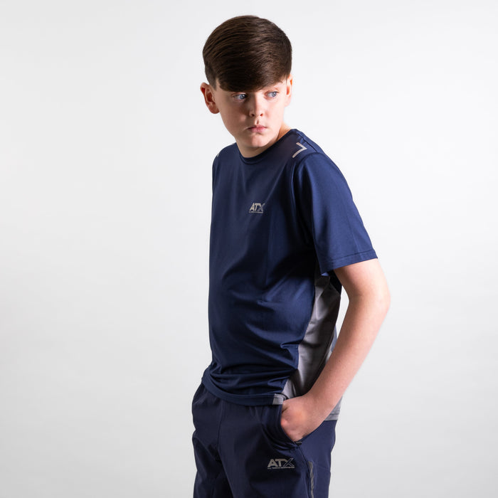 ATX Junior Granite T-Shirt / Shorts Set - Navy/Dark Grey