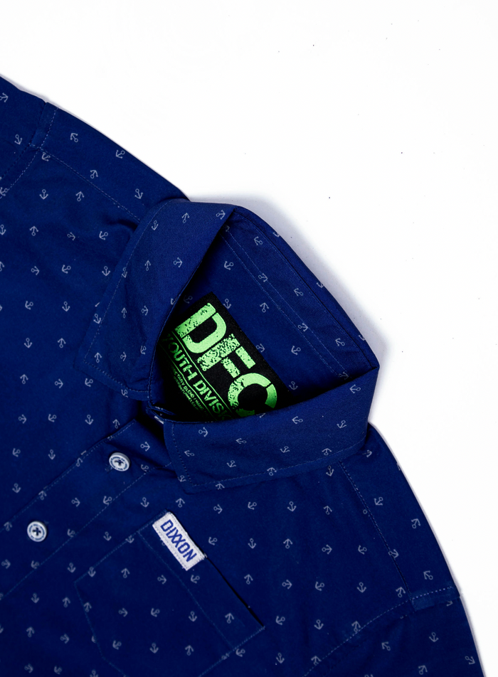 Avery Youth Short Sleeve Party Shirt - Blue / Grey