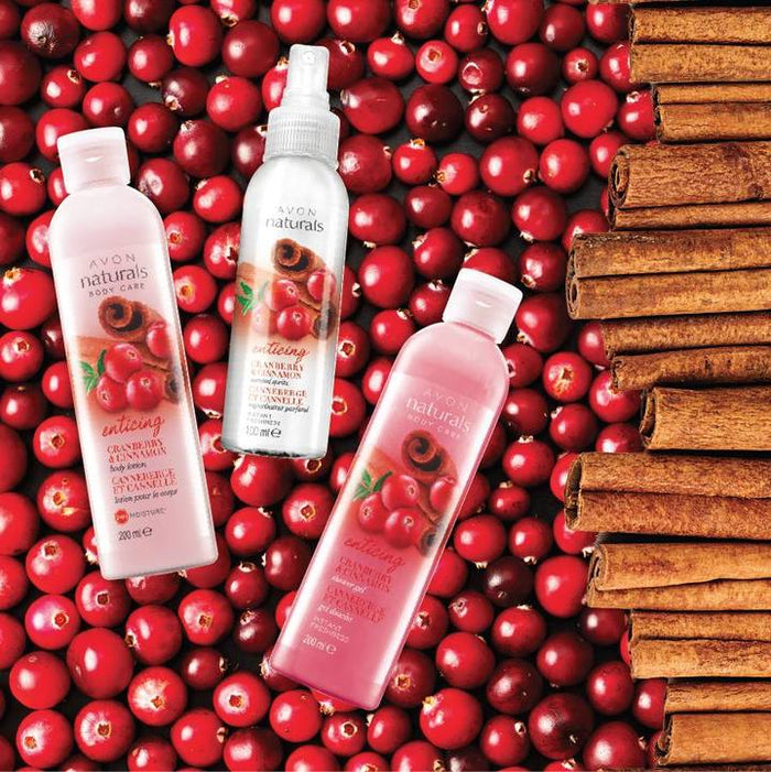 Avon Naturals Cranberry & Cinnamon Shower Gel + Body Lotion + Body Mist - Set