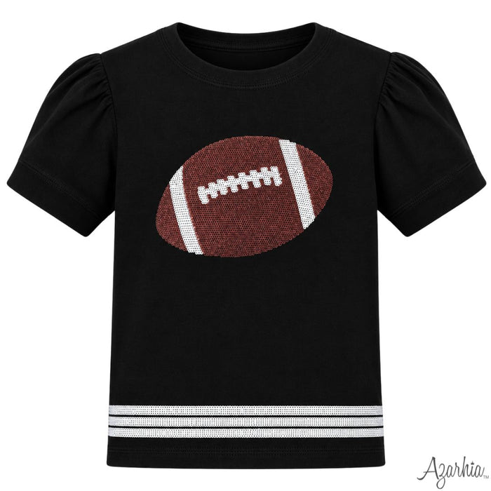 Azarhia Sequin Football S/S Holly Shirt-Black