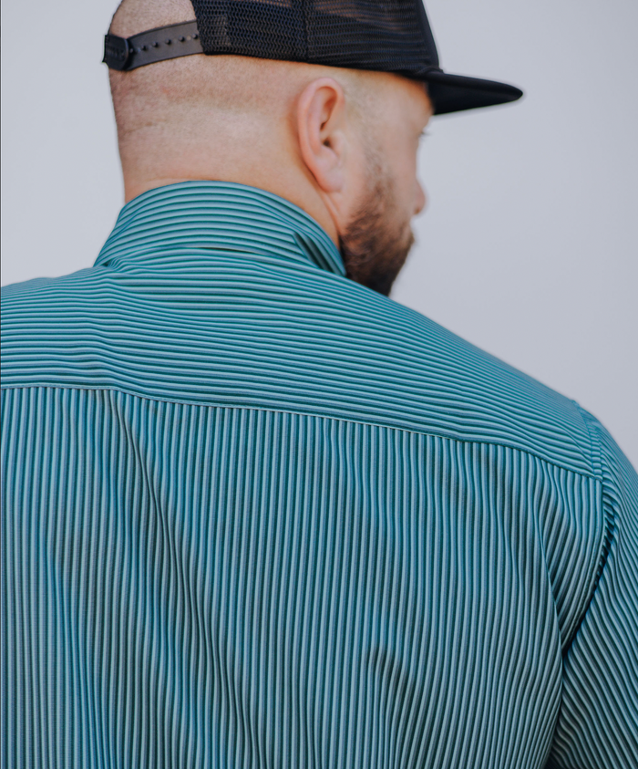 Benny Triple Stripe Short Sleeve Party Shirt -Teal