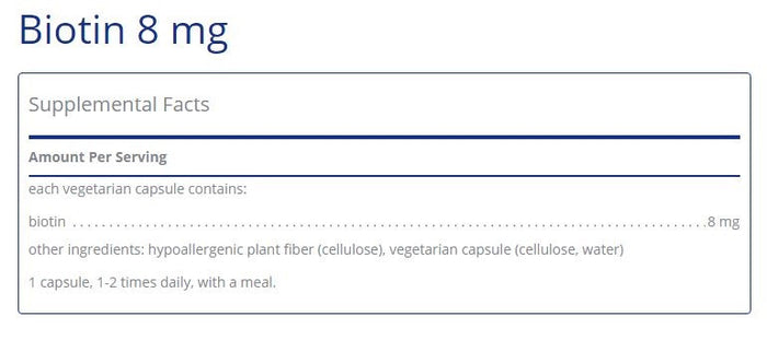 Biotin 8mg 60 capsules by Pure Encapsulations