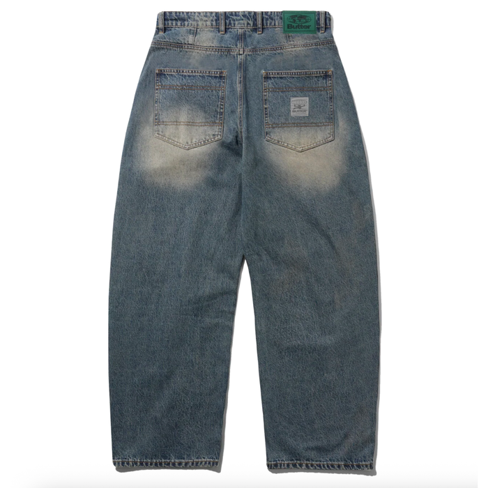 Butter Goods Wide Cut Denim Jeans Dirty Wash Indigo