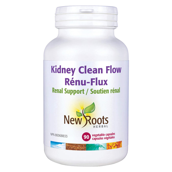 Bottle of New Roots Kidney Clean Flow 90 Vegetable Capsules