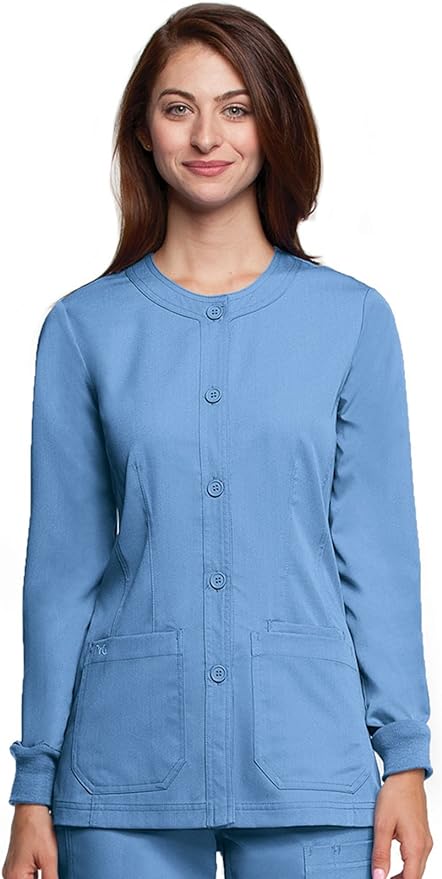 Clearance NRG Junior Fit 3-Pocket Round Neck Warm-Up Scrub Jacket