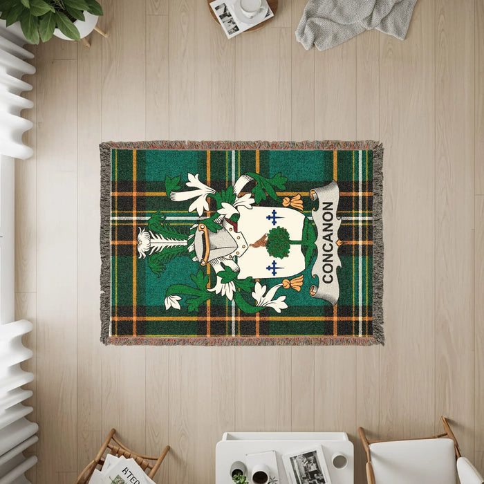 The three available sizes of the Concannon woven cotton blanket.