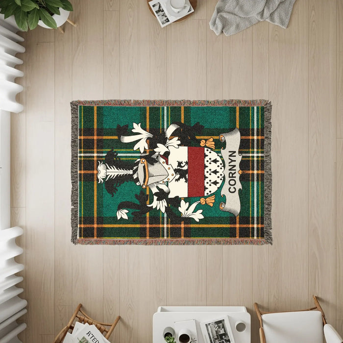 The three sizes available for the Cornyn woven cotton blanket.