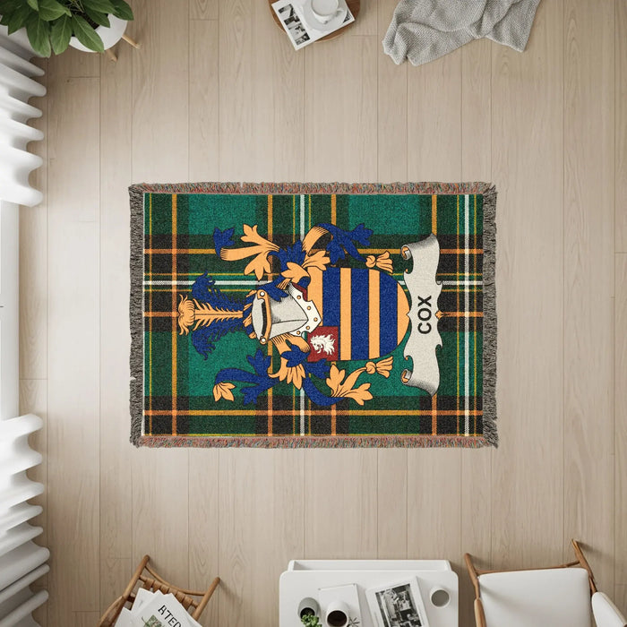 The three available sizes of the Cox woven cotton blanket.