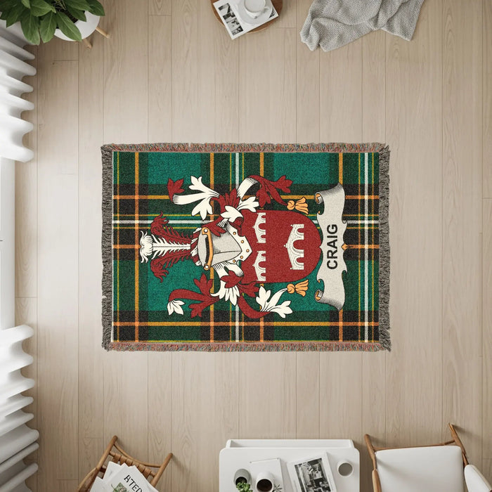 The three sizes of the Craig woven cotton blanket.