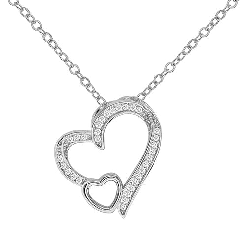 Cubic Zirconia Double Heart Pendant Necklace - ikatehouse