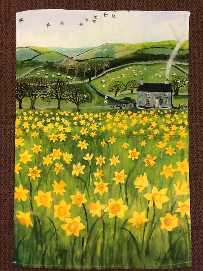 'Daffodil Field' tea towel by Lizzie Spikes