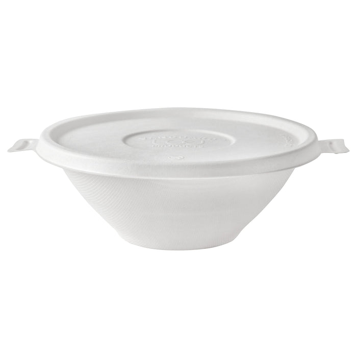 EcoProducts Vanguard™ WorldView™ Compostable Molded Fiber Lid (Flat | Fits 24-46oz Coupe Molded Fiber Bowls / 16-40oz Noodle Molded Fiber Bowls) | 492-Series | 400/cs