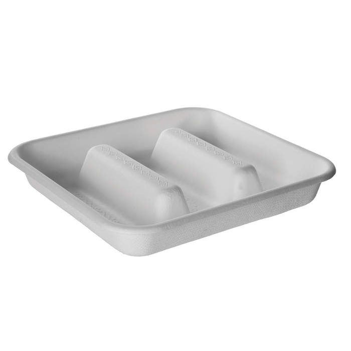 EcoProducts WorldView™ Compostable Molded Fiber Take-Out Container (7in | Square | 3-Compartment | 300/cs) | 307-Series | 300/cs