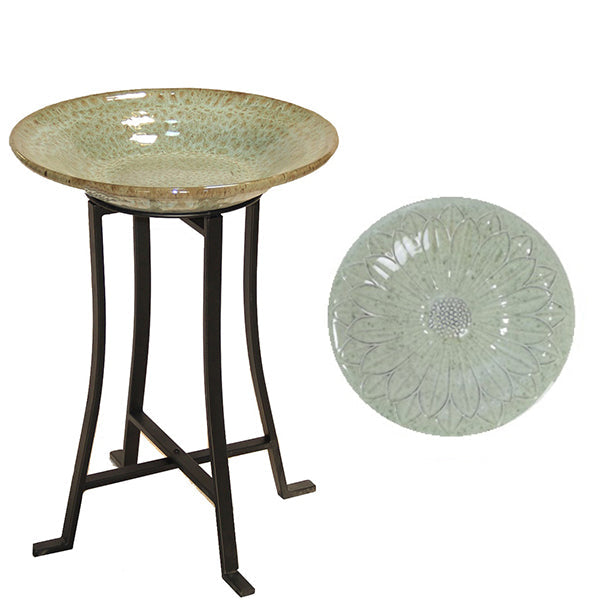 Embossed Birdbath cm. 50 (19.7") Green