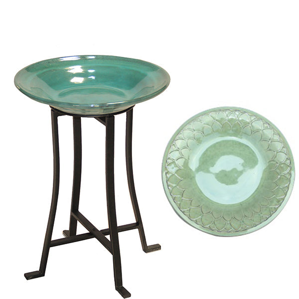 Embossed Birdbath cm. 50 (19.7") Light Blue