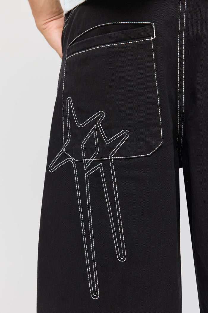 Embroidered Wide Leg Jean