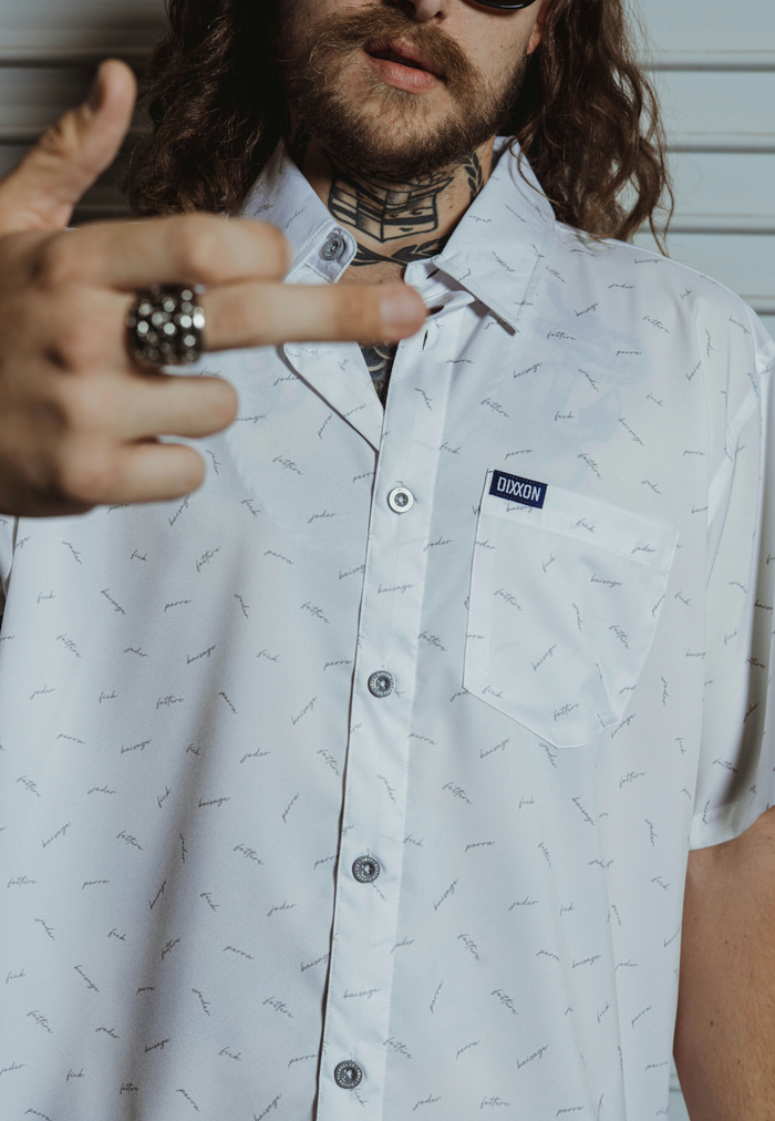 F Word Short Sleeve Party Shirt - White / Grey