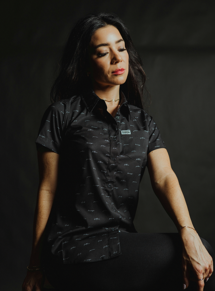 F-Word Women's Short Sleeve Party Shirt - Black/Grey