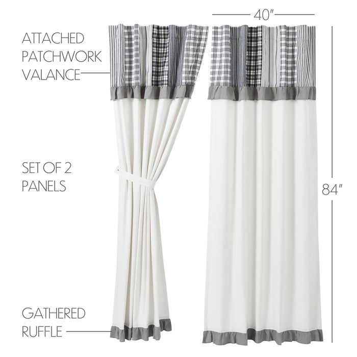 Farmstead Black Patchwork Panel Curtains