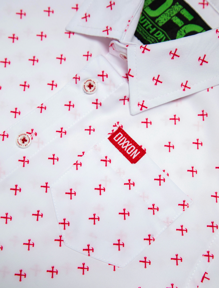 Finney Youth Short Sleeve Party Shirt - Red/White