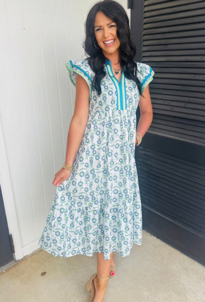 Floral w/Stripe Dress