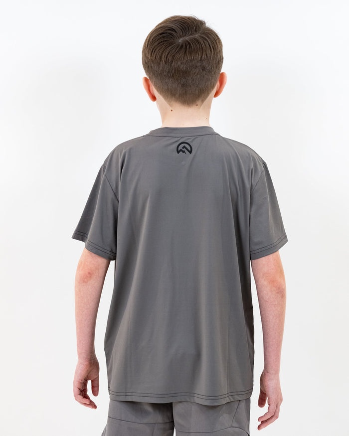 Flux Junior Graphic Logo T-Shirt / Shorts Set - Grey/Slate