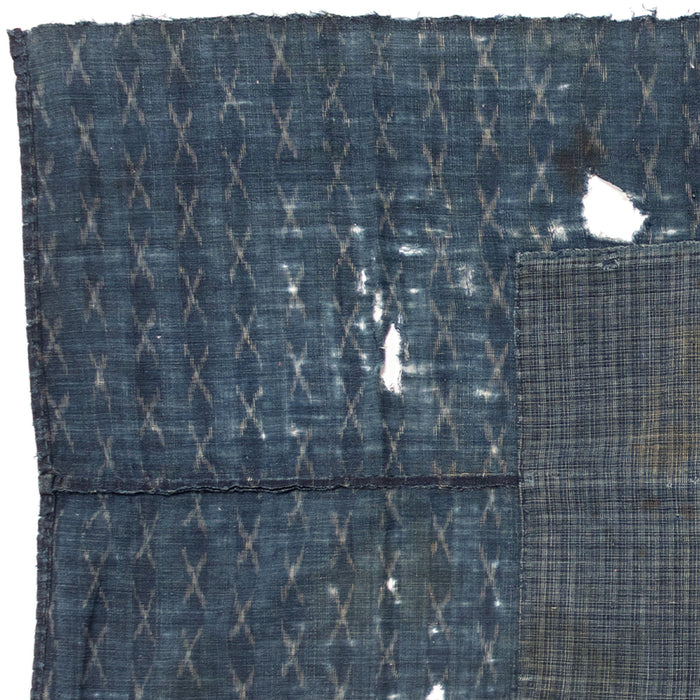 Indigo Kasuri Boro 2 Panel Sheet | Japanese Patchwork Textile