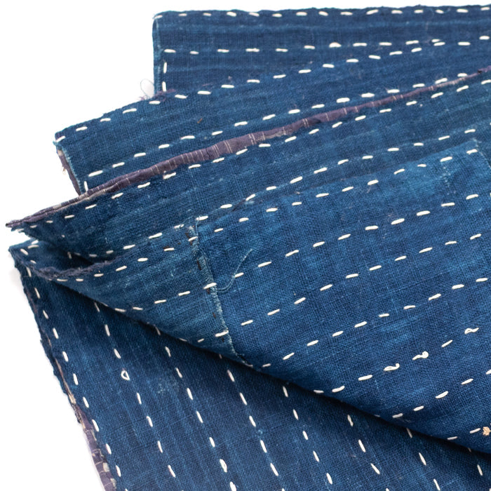Indigo Sashiko Zokin Set of 5 | Small Sashiko Placemats