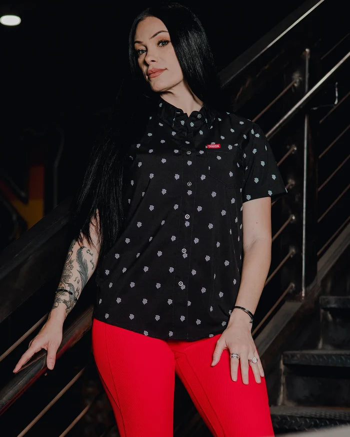 Insignia Women's Short Sleeve Party Shirt - Black / White