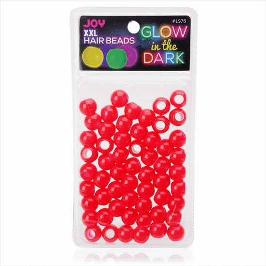 Joy Glow In the Dark Round Hair Beads XX-Large, 60 Count, Red