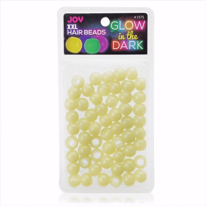 Joy Glow In the Dark Round Hair Beads XX-Large, 60 Count, Yellow