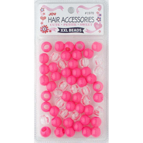 Joy Round Hair Beads XX-Large, 60 Count, Neon Pink