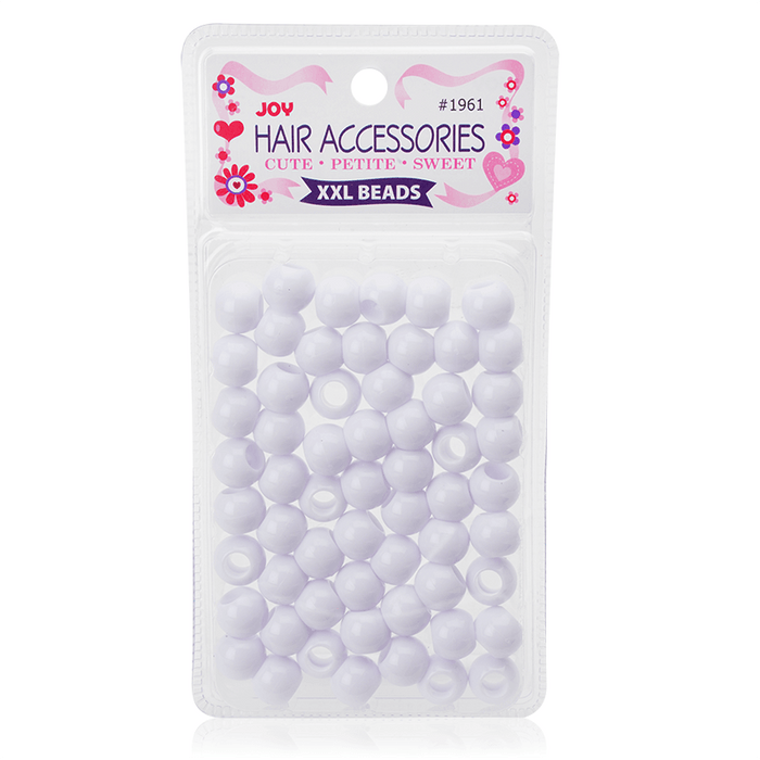 Joy Round Hair Beads XX-Large, 60 Count, White