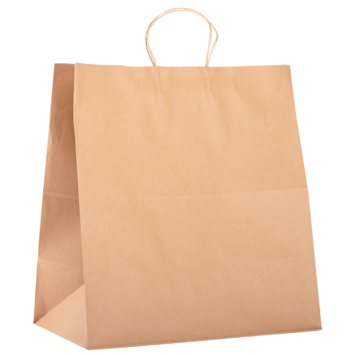 Karat Earth Paper Shopping Bag w/ Handles - Jumbo | 16.9”W x 17.7”H x 9.4G | Kraft