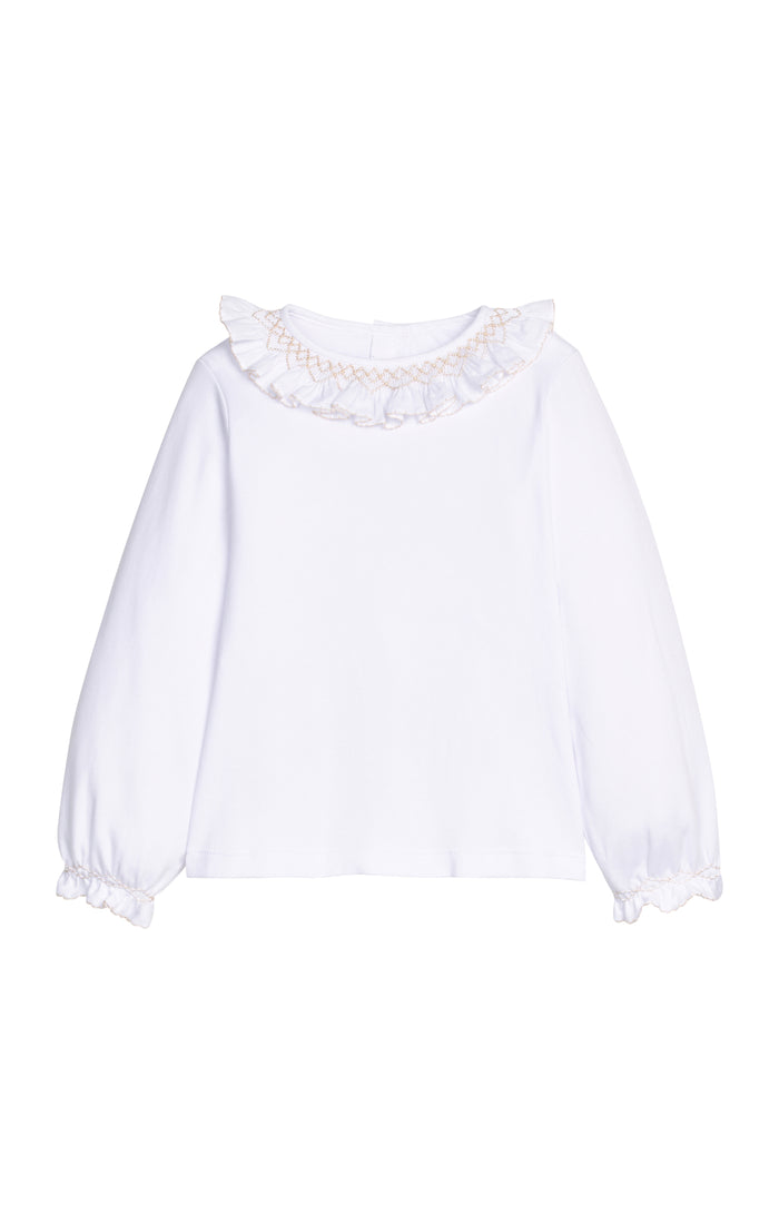 LE Smocked Collar Madeline Blouse-Ivory