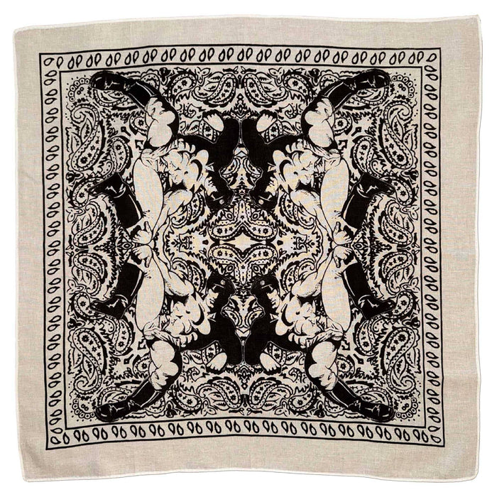 Leather Man Quad Print White Bandana — Art by Dom “Etienne” Orejudos