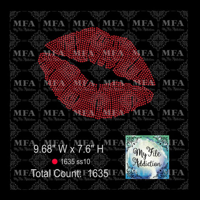 Lips Large Rhinestone Digital Download File - My File Addiction