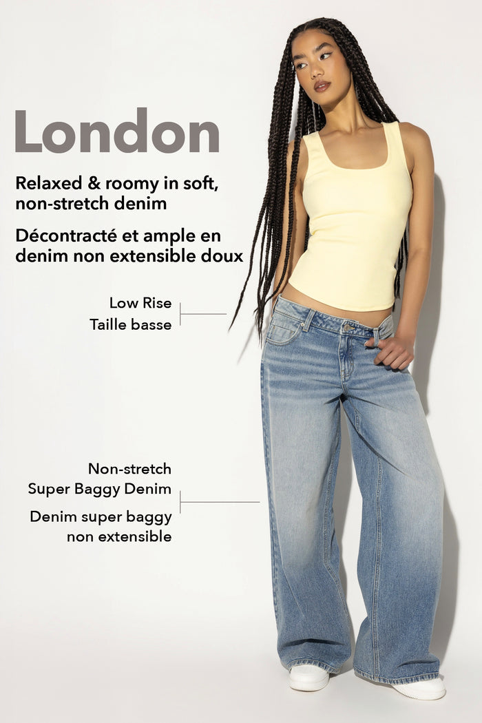 London Ripped Low Rise Super Baggy Jean