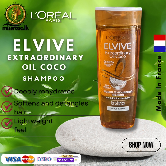 L'OREAL PARIS Elvive Extraordinary oil coco Weightless Nourishing Shampoo ( Fine, Dry hair ) 400ml
