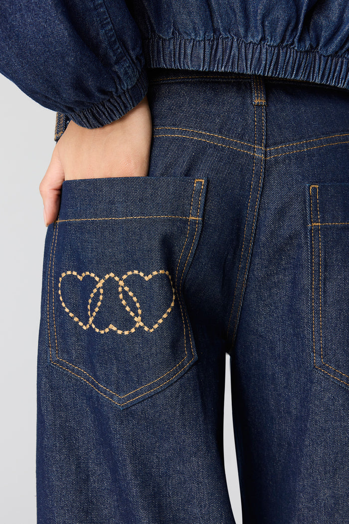 Low Rise Mega Baggy Embroidered Jean