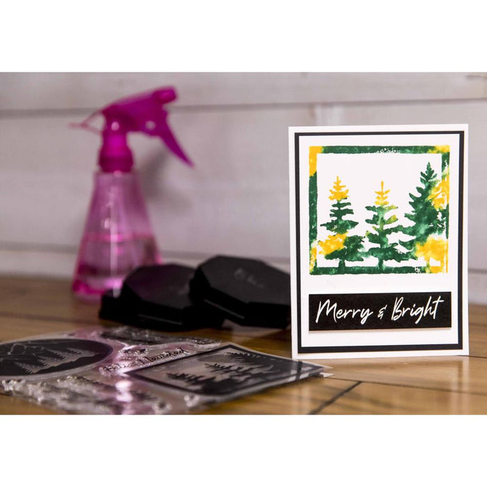 Maker Forte - Clear Stamps By Hedgehog Hollow 6"X8" - Easy Winter Watercolor Scenes. The Easy Winter Watercolor Scenes photopolymer stamp set makes it simple to create watercolor images. Designed by The Hedgehog Hollow. Measures 6 inches by 8 inches with 11 individual stamps. Made in USA. Available at Embellish Away located in Bowmanville Ontario Canada. Card Example
