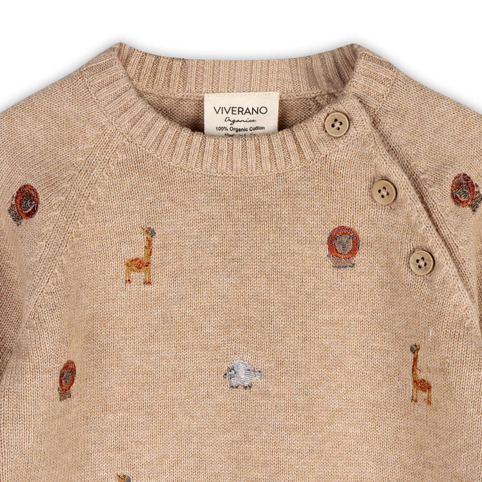Mini Safari Animal Embroidered Raglan Baby Pullover(Organic) - by Carlyle Avenue