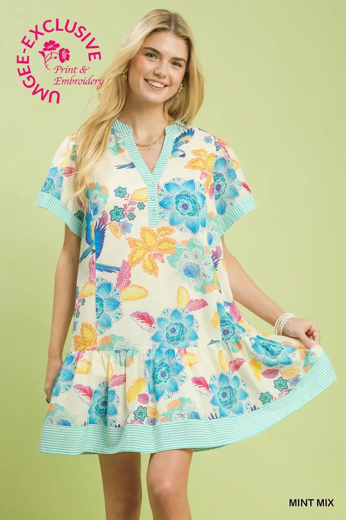 Mint Floral Dress
