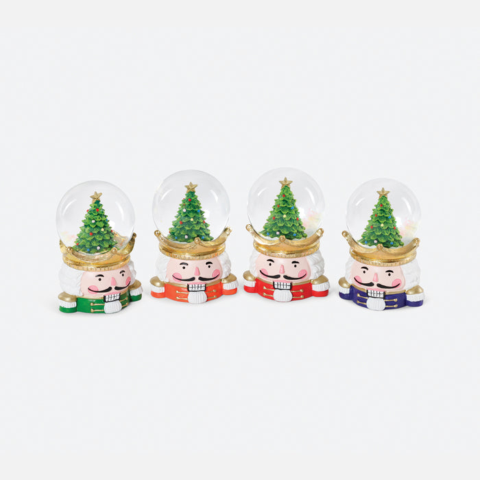 Nutcracker Tree Resin/Glass Water Globe, Set of 4 Assorted