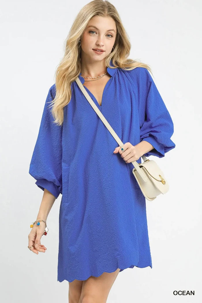 Ocean Blue Scalloped Dress