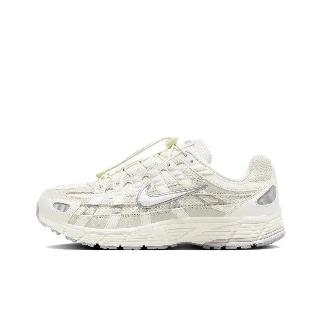 Beige Nike P-6000 sneaker front side profile with Swoosh and lace-up closure