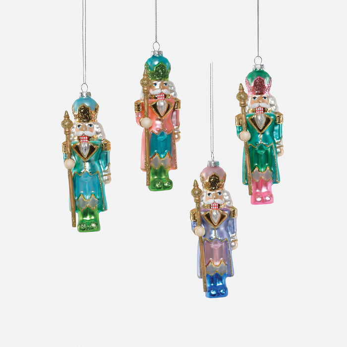 Pastel Nutcracker Glass Ornament, Set of 4 Assorted